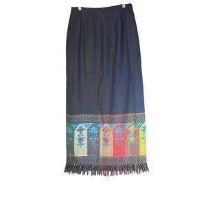 Dana Buchman Geometric Print Wool Silk Wrap Around Skirt Size 2